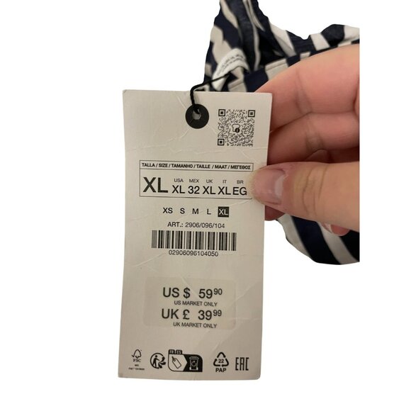 Zara Women Halter Neck Top Size XL Blue White Striped ZW collection 2906/096 NWT - Picture 5 of 12